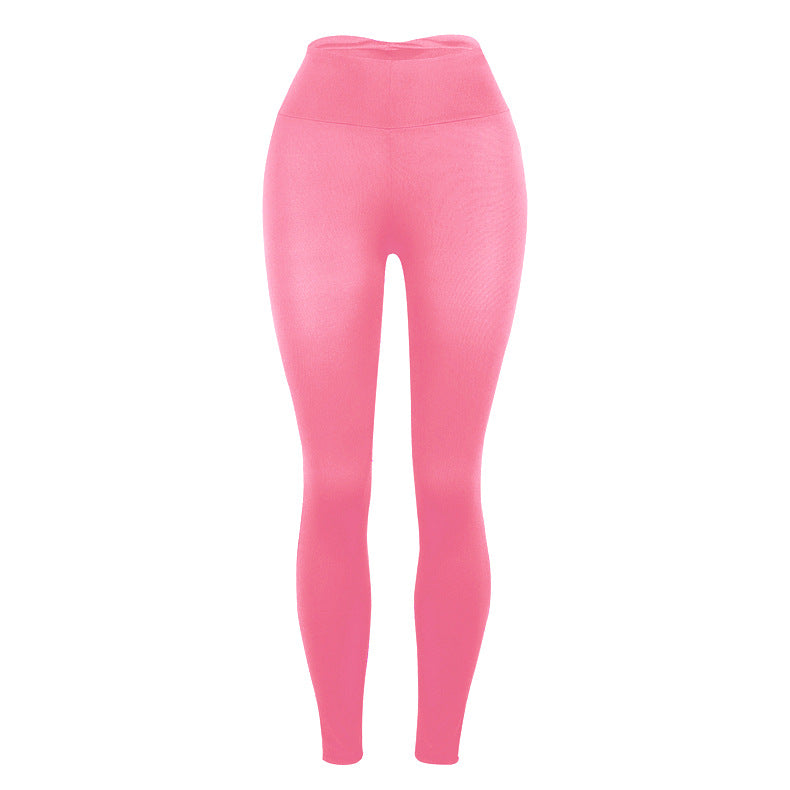 Ladies Slim Butt Lift Solid Color Yoga Pants